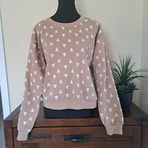 Better Together Crewneck Sweatshirt Women's Size Large Brown White Tree Print